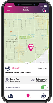 Telefono con el panel de la aplicacion GPS, en este caso es el de Autos